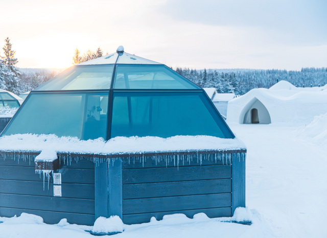 Glass igloos and snow hotel in Winter - Arctic SnowHotel & Glass Igloos